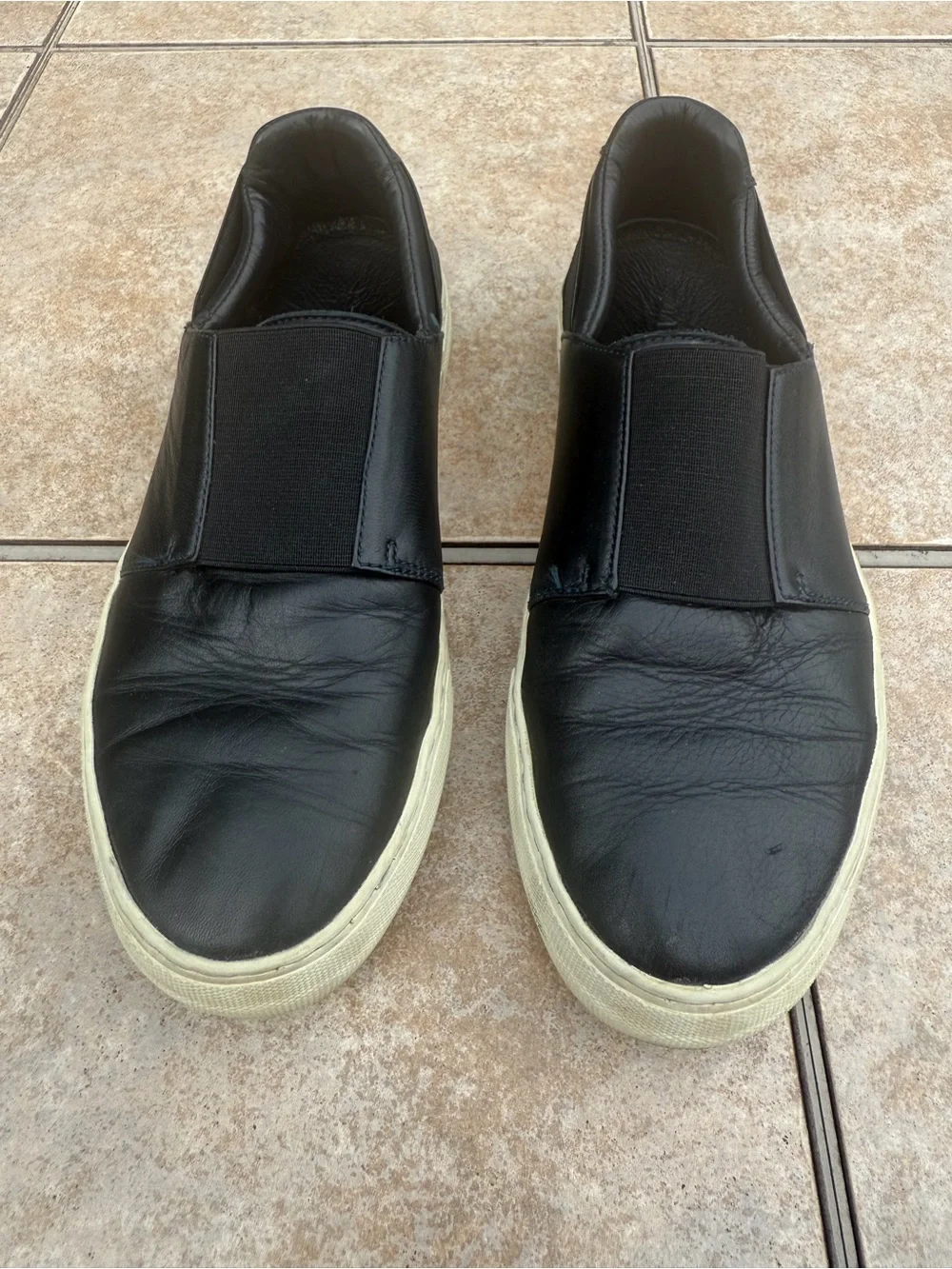 Helmut Lang black leather slip-on sneakers